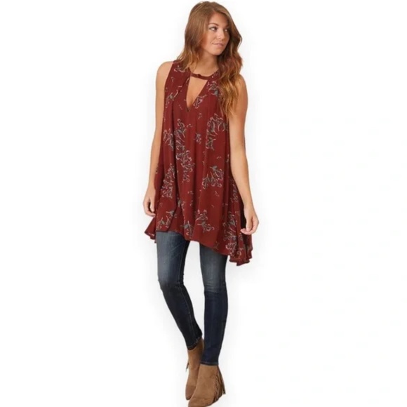 Free People Tree Swing Floral Tunic Minidress Sz Small - Picture 3 of 13